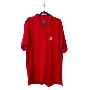 NC State Wolfpack The Alumni Collection Polo Shirt Adult Red Ribbed Size‎ Men XL